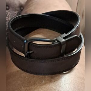 Men's Brown Leather Belt Classic Basic Capsule Neutral Preowned